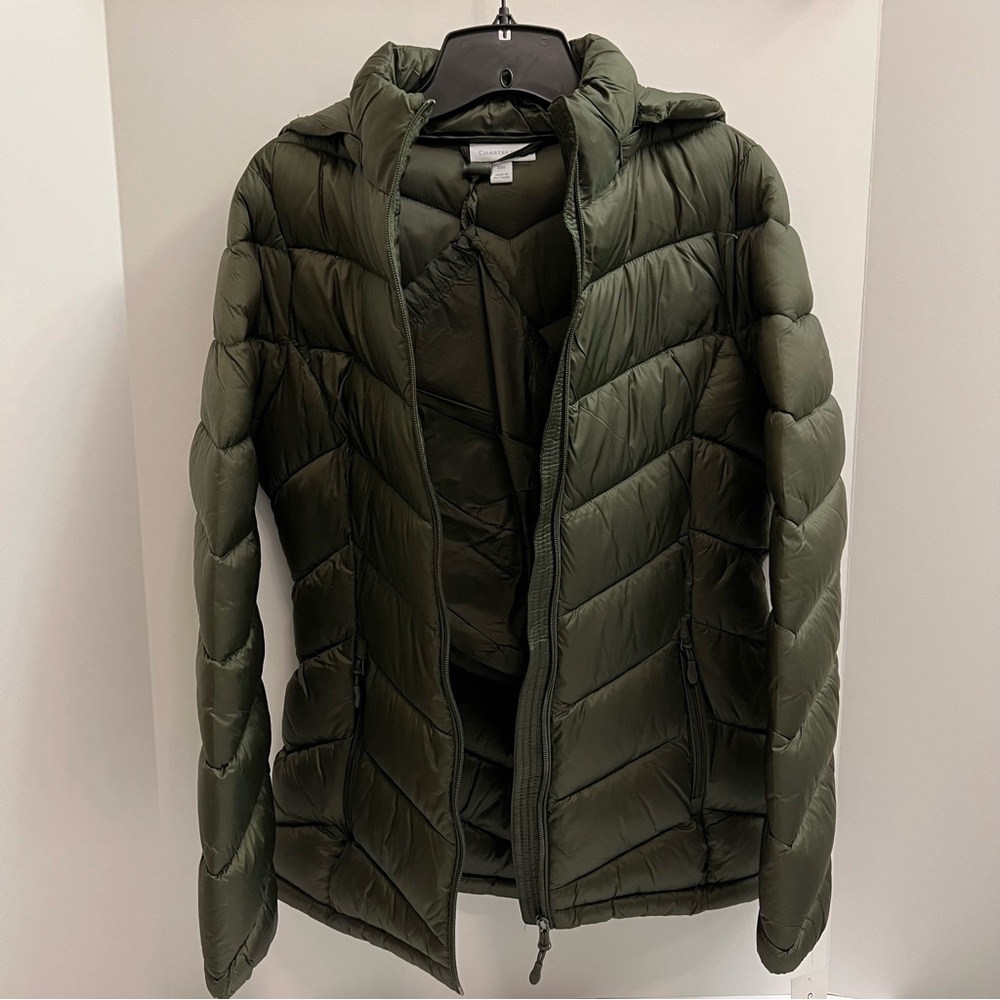 NWT CHARTER CLUB Women's Packable Hooded Puffer Coat-Olive Green - Picture 5 of 15